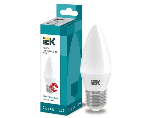 Лампа светодиодная ECO C35 7Вт свеча 4000К E27 230В IEK LLE-C35-7-230-40-E27