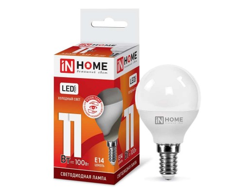 Лампа светодиодная LED-ШАР-VC 11Вт 230В E14 6500К 990лм IN HOME 4690612024929