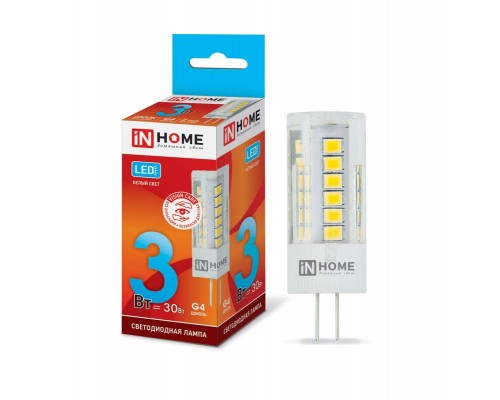 Лампа светодиодная LED-JC-VC 3Вт 12В G4 4000К 260лм IN HOME 4690612019796