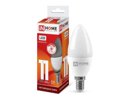 Лампа светодиодная LED-СВЕЧА-VC 11Вт 230В E14 6500К 990лм IN HOME 4690612024844