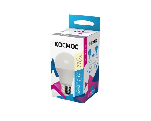 Лампа светодиодная A60 13Вт 3000К E27 220В КОСМОС LkecLED13wA60E2730