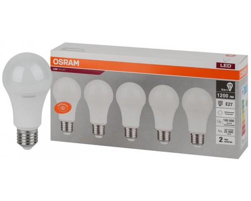 Лампа светодиодная LED Value LVCLA125 15SW/840 230В E27 2х5 RU (уп.5шт) OSRAM 4058075577831