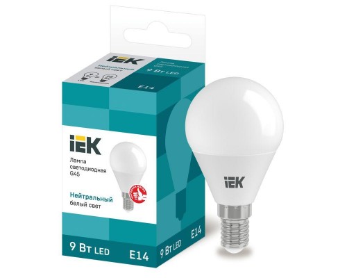 Лампа светодиодная ECO G45 9Вт шар 4000К E14 230В IEK LLE-G45-9-230-40-E14