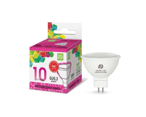 Лампа светодиодная LED-JCDR-standard 10Вт 230В GU5.3 6500К 900Лм ASD 4690612018768