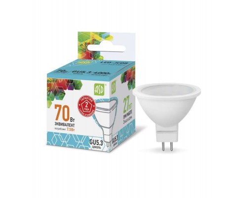 Лампа светодиодная LED-JCDR-standard 7.5Вт 4000К бел. GU5.3 675лм 160-260В ASD 4690612001456