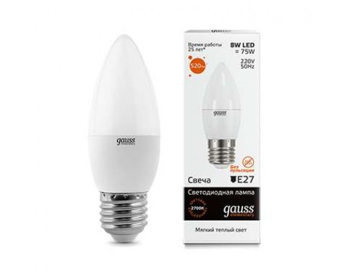 Лампа светодиодная Elementary Candle E27 8Вт 3000К Gauss 33218