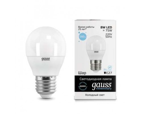 Лампа светодиодная Elementary Globe 8Вт E27 6500К Gauss 53238