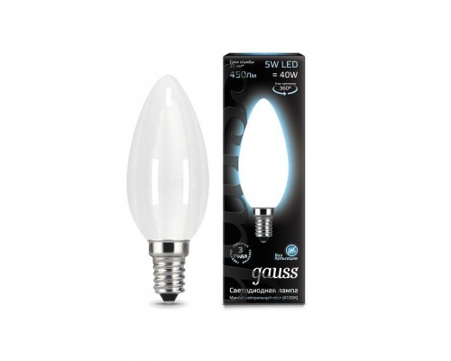 Лампа светодиодная филаментная Black Filament 5Вт свеча 4100К E14 опал Gauss 103201205