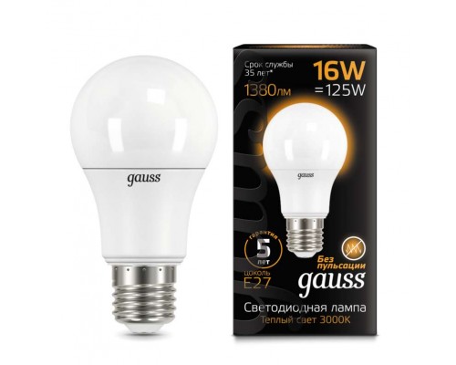 Лампа светодиодная Black A60 16Вт E27 3000К Gauss 102502116