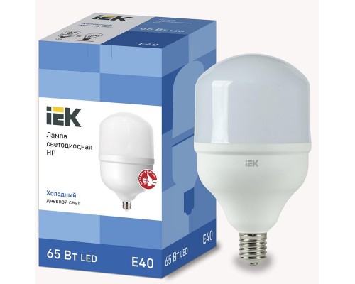 Лампа светодиодная HP 65Вт 230В 6500К E40 IEK LLE-HP-65-230-65-E40