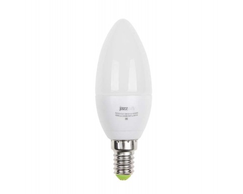 Лампа светодиодная PLED-ECO-C37 5Вт свеча 3000К тепл. бел. E14 400лм 220-240В JazzWay 1036834A