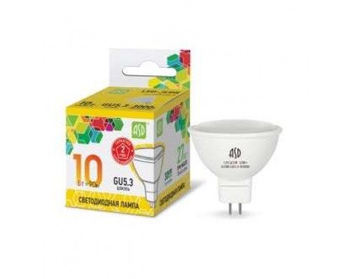 Лампа светодиодная LED-JCDR-std 10Вт 230В GU5.3 3000К 900Лм ASD 4690612015811