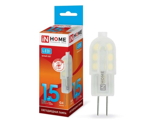 Лампа светодиодная LED-JC-VC 1.5Вт 12В G4 4000К 95лм IN HOME 4690612019758
