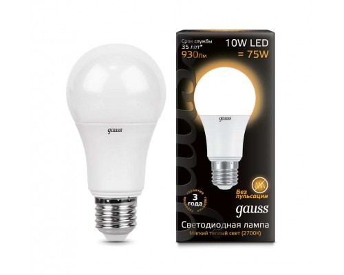 Лампа светодиодная Black A60 10Вт E27 3000К Gauss 102502110