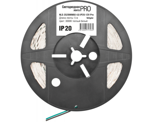 Лента светодиодная 71 703 NLS-3528WW60-4.8-IP20-12V-Pro R5 4.8Вт/м (уп.5м) тепл. бел. Navigator 71703