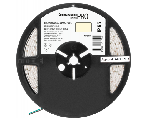 Лента светодиодная 71 704 NLS-3528WW60-4.8-IP65-12V-Pro R5 4.8Вт/м (уп.5м) Navigator 71704