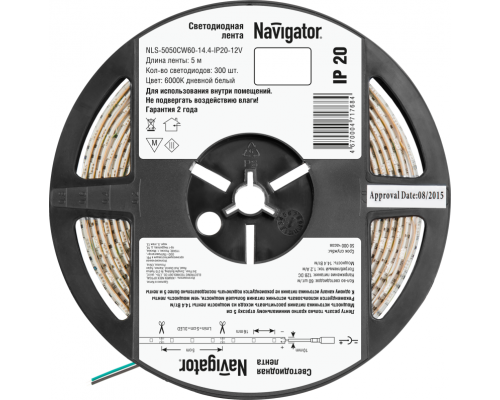Лента светодиодная 71 768 NLS-5050CW60-14.4-IP20-12V R5 14.4Вт/м (уп.5м) Navigator 71768
