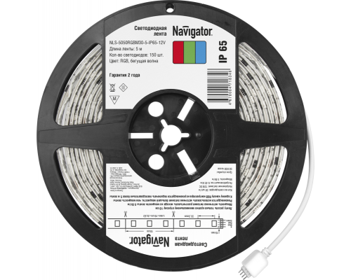 Лента светодиодная 71 834 NLS-5050RGBM30-5-IP65-12V 5Вт/м "Бегущая волна" (уп.5м) Navigator 71834
