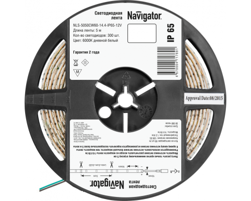 Лента светодиодная 71 769 NLS-5050CW60-14.4-IP65-12V R5 14.4Вт/м (уп.5м) Navigator 71769