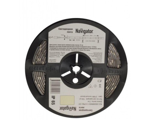 Лента светодиодная 71 427 NLS-5050WW60-14.4 IP65 12B R5 14.4Вт/м (уп.5м) Navigator 71427