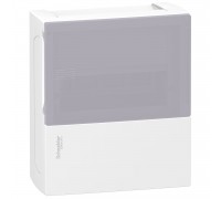 Щит навесной с дымчатой дверью 1 ряд/8 модулей, IP40, 2 клеммы, ( арт. MIP12108T)