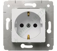 Розетка с заземлением 2К+З со шторками, цвет белый, CARIVA (арт. 773621)