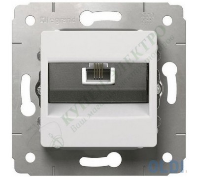 Розетка телефонная+компьютерная RJ11/RJ45, цвет белый, CARIVA (арт. 773640)