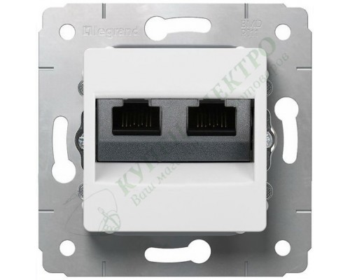 Розетка компьютерная RJ45 UTP кат.6, двойная, цвет белый, CARIVA (арт. 773642)