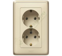 Розетка двойная с заземлением 2X2К+З, цвет слоновая кость, CARIVA (арт. 773727)
