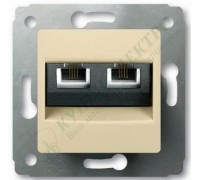 Розетка компьютерная RJ45 UTP категория 6 2 поста, на захватах , цвет слоновая кость,CARIVA