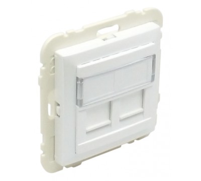 Лицевая панель с суппортом для двух коннекторов RJ45, цвет: белый (арт. 90442 SBR)