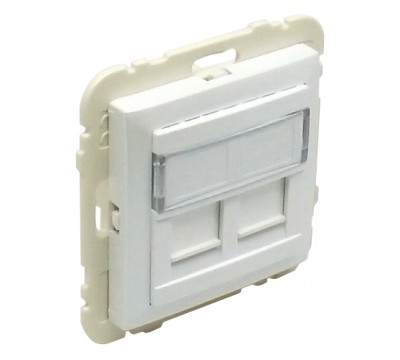 Лицевая панель с суппортом для двух коннекторов RJ45, цвет: лёд (арт. 90442 SGE)