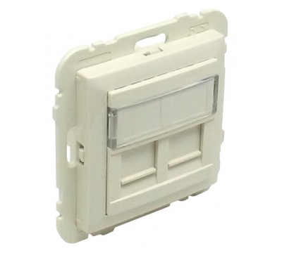 Лицевая панель с суппортом для двух коннекторов RJ45, цвет: бежевый (арт. 90442 SMF)