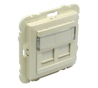 Лицевая панель с суппортом для двух коннекторов RJ45, цвет: жемчуг (арт. 90442 SPE)