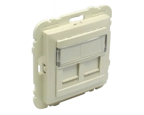 Лицевая панель с суппортом для двух коннекторов RJ45, цвет: жемчуг (арт. 90442 SPE)