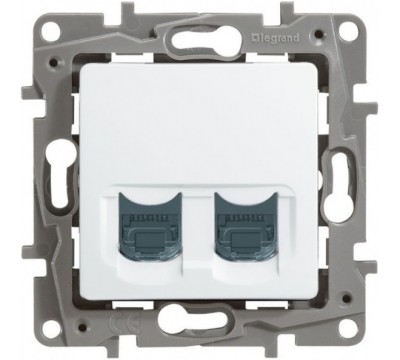 Розетка компьютерная двойная (информационная) RJ45 Кат.6 UTP, цвет белый (арт. 672255)