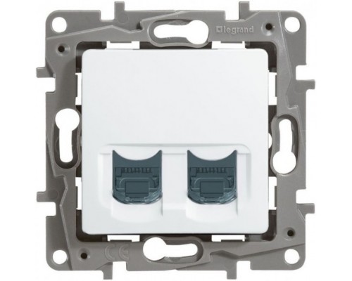Розетка компьютерная двойная (информационная) RJ45 Кат.6 UTP, цвет белый (арт. 672255)