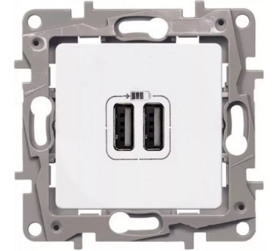 Зарядное устройство с двумя USB разъёмами, цвет белый (арт.672294)