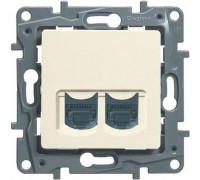 Розетка компьютерная двойная (информационная) RJ45 Кат.6 UTP, цвет слоновая кость (арт. 672355)