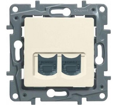 Розетка компьютерная двойная (информационная) RJ45 Кат.6 UTP, цвет слоновая кость (арт. 672355)