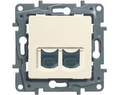 Розетка компьютерная двойная (информационная) RJ45 Кат.6 UTP, цвет слоновая кость (арт. 672355)