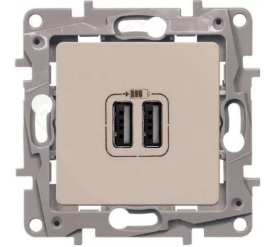 Зарядное устройство с двумя USB разъёмами, цвет слоновая кость (арт.672394)