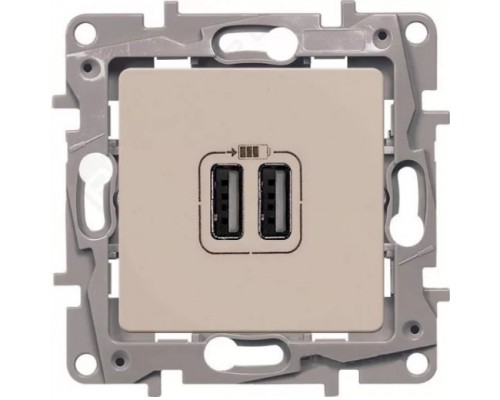 Зарядное устройство с двумя USB разъёмами, цвет слоновая кость (арт.672394)