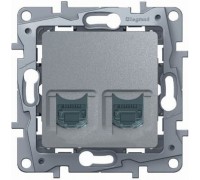 Розетка компьютерная двойная (информационная) RJ45 Кат.6 UTP, цвет алюминий (арт. 672455)