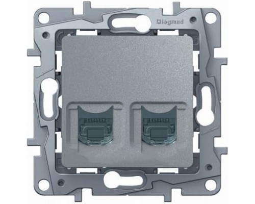 Розетка компьютерная двойная (информационная) RJ45 Кат.6 UTP, цвет алюминий (арт. 672455)