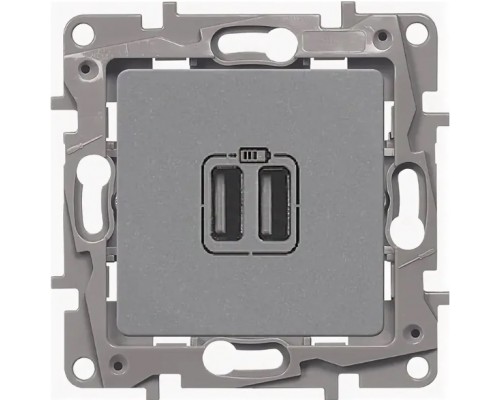 Зарядное устройство с двумя USB разъёмами, цвет алюминий (арт.672494)