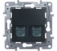 Розетка компьютерная двойная (информационная) RJ45 Кат.6 UTP, цвет антрацит (арт. 672655)