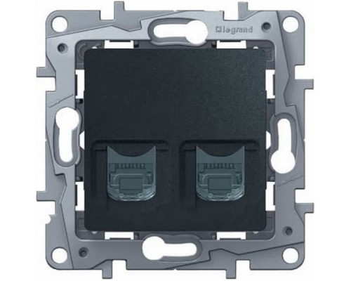 Розетка компьютерная двойная (информационная) RJ45 Кат.6 UTP, цвет антрацит (арт. 672655)