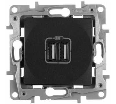 Зарядное устройство с двумя USB разъёмами, цвет антрацит (арт.672694)