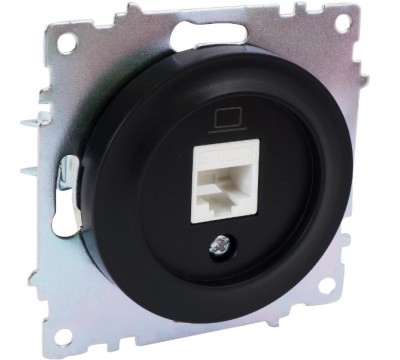 Розетка компьютерная одиночная RJ45 категория 5е, цвет: Чёрный (арт. 1E20701303)
